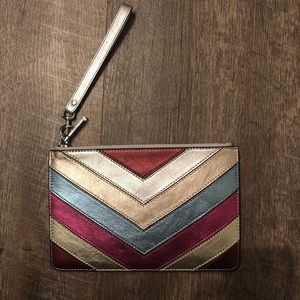 Rebecca Minkoff metallic chevron wristlet